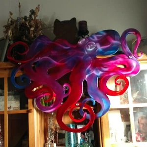 Nautical Metal wall art large indoor outdoor octopus patio deck porch wall art - Picture 1 of 5