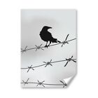 A4 - Black Crow Silhouette Barbed Wire Poster 21X29.7cm280gsm #15980