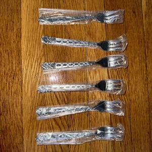 Lifetime Stainless 6 Cocktail/Seafood Forks Glossy Japan Flatware - Picture 1 of 3