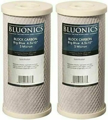 Bluonics 2 pcs CTO Carbon Block Water Filters 4.5" x 10" Whole House Cartridges - Image 1 of 2