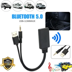 Bluetooth 5.0 Receiver Adapter USB + 3.5mm Jack Stereo Audio For Car AUX Speaker - Picture 1 of 12