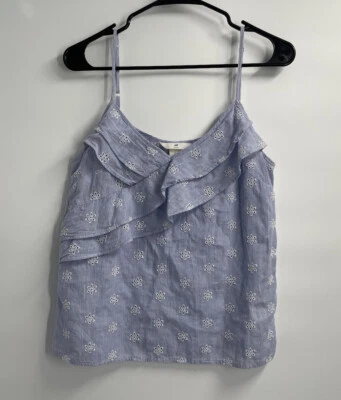 H&M Blue tank, ruffles, and flower pattern Size 4 - Image 1 of 4