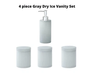 DRY ICE 4 PC Set 3 Small Bathroom Vanity Q-Tip Cotton Ball Jars & Soap Dispenser - Picture 1 of 5