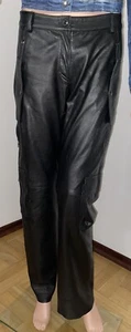 🔥NEIL BARRETT 🔥 LAMB LEATHER MOTORCYCLE BLACK PANTS SZ:S RARE!!! - Picture 1 of 12