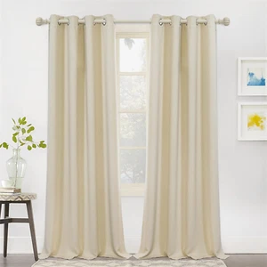 Blackout Curtains for Bedroom Beige Drapes 95 Inch Length Sun Heat Blocking Grom - Picture 1 of 8