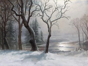 WINTER IN YOSEMITE by A. Bierstadt Fliese Wandbild Küchenrückwand Keramik 10x8 - Bild 1 von 3