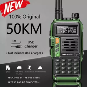 BAOFENG TRI-BAND VHF UHF TWO WAY WALKIE TALKIE RADIO MANI 10W 2800MAH 50KM - Foto 1 di 9
