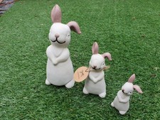 Thaiboo Osterhasen Gartenfigur 'HAB Dich LIEB' - Massiv Steinguss Mama & Kind Hase