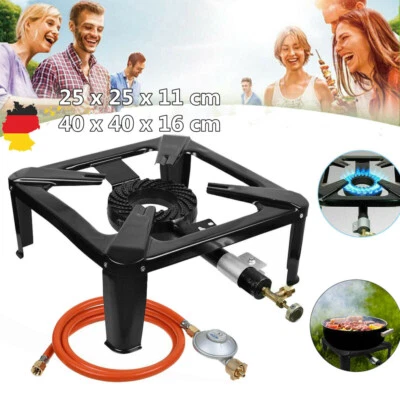 8KW Hockerkocher Gaskocher Camping Gasbrenner Wok mit Schlauch Druckminderer DHL - Bild 1 von 4