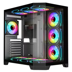 HighEnd Aquarium PC Gamer Gehäuse Glas voll Tower ATX Micro-ATX ITX 7 RGB Lüfter - Bild 1 von 6
