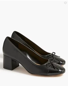 New J Crew Factory Black Ballet Pump Cap Toe Colorblock Sz 8h 8.5 - Picture 1 of 5