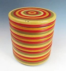 Caja apilable vintage japonesa Koma Laca Jubako de 3 niveles 5 7/8" x 6 3/4" COMO ESTÁ - Imagen 1 de 6