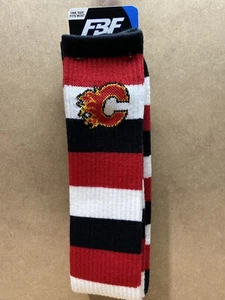 Calgary Flames 511 Socks NHL Long Medium Adult Stripes Red Black White Logo B75 - Picture 1 of 6