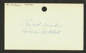 Dale Mitchell 3x5 signed auto autographed index note card Indians