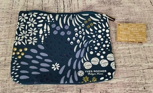 Yves Rocher France Cosmetic Bag Blue Abstract Pattern 7"x5" NWT - Picture 1 of 15
