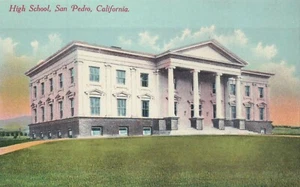 High School San Pedro Kalifornien CA - alte Vintage Pre-Linen Postkarte - Bild 1 von 2