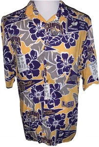 LSU Fighting Tigers Reyn Spooner Sports Mens Large Hawaiian Button Down Shirt L - Picture 1 of 9