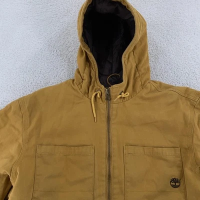 Timberland Jacket Mens Large Brown Hooded Full Zip Rugged Durable Workwear Coat - Image 1 of 4