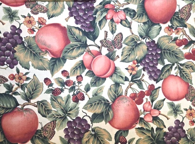 VIP Cranston Print Works Fabric Fruit Butterflies Leaves 2 Yards 100% Cotton - Image 1 of 4