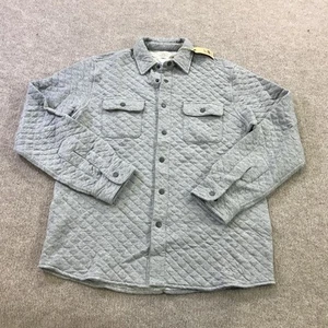 Faherty Quilted Belmar Snap Shirt Mens Medium Gray Feeder Stripe Jacket New - Picture 1 of 13