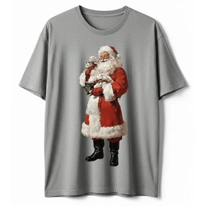 Camiseta clásica de Papá Noel sosteniendo gatitos de colección arte navideño regalo amante de los gatos - Imagen 1 de 18