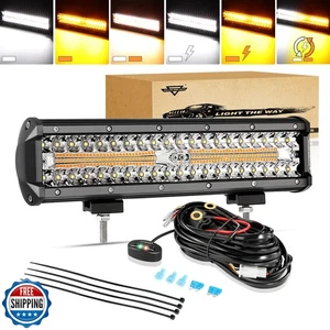 Auxbeam 12 Inch LED Light Bar 300W 6 Modes Amber White Strobe Lig - Picture 1 of 5