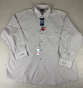 DOCKERS Dress Shirt Mens XL Brown Wrinkle Free Collared 17-17.5 32/33 - Picture 1 of 7