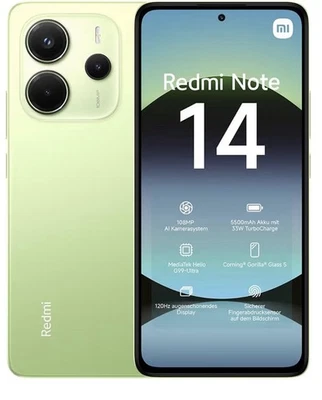 Xiaomi Redmi Note 14, 6+128GB, Lime Green, 108MP AI camera, 5500mAh, 120Hz, New - Image 1 of 4