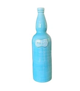 Pre-Owned POTTERY BARN Blue "Aqua" Bottle Carafe Vase - Picture 1 of 12