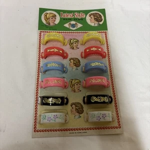 Vintage 1950s Store Display Card Latest Style Hair Clips w 12 new unused clips - Picture 1 of 6