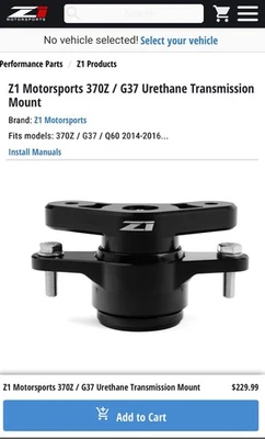 Montaje de transmisión de uretano Z1 Motorsports 370z/g37 Foto 1 de 4