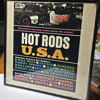HOT RODS U.S.A. Vinyl LP Album/ Battle Records/ Non Music/MONO/Framed Copy  - Image 1 of 4