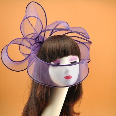 Pinza de pelo con moño de malla grande elegante tocado de hilo de red para mujeres fiesta foto utilería Foto 1 de 4