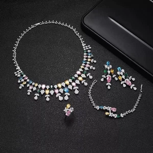 Swarovski zirconia Bridal Necklace and  Earrings  Set - Picture 1 of 7