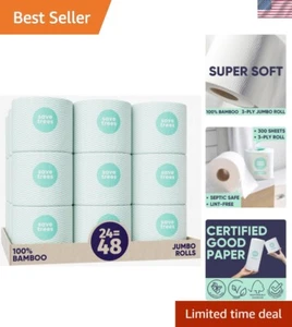 Bamboo Toilet Paper -24 Rolls Of Septic Safe Organic Toilet Paper 3-ply, 300 ... - Picture 1 of 11