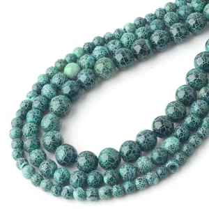 6 8 10mm Natural Green Frost Cracked Agates Loose Beads for Jewelry Making DIY - Picture 1 of 6