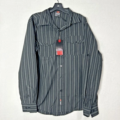NWT Y2K Southpole MCMXCI Mens Size L Black Striped Long Sleeve Buttonup - Image 1 of 4