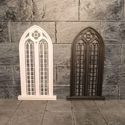 1/12 Scale Dollhouse Miniatures Gothic Window Grilles Ornaments Unpainted Castle - Image 1 of 4