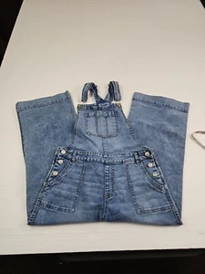 Jordache Wide Leg Denim Bib Overalls Girls Size XL 14-16 Blue Pockets Stretch - Picture 1 of 21