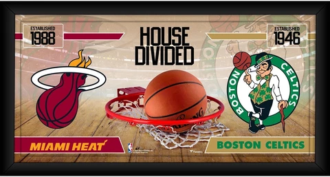 Miami Heat vs Boston Celtics Framed 10x20 House Divided Collage Cover
