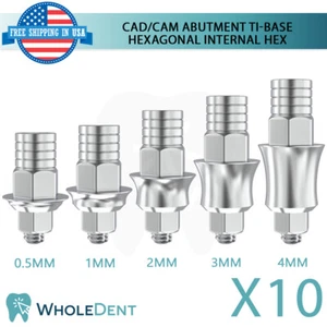 10x Ti-Base CAD/CAM Sechskant Abutment Titan Dental Im Pflanze Innensechskant - Bild 1 von 7