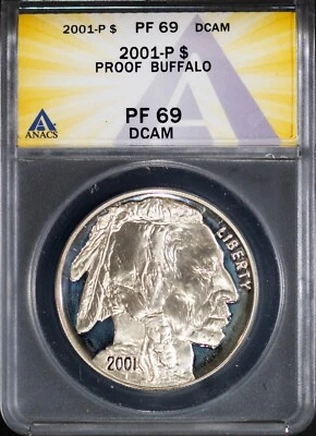 2001-P $1 Silver Buffalo Dollar PF 69DCAM ANACS # 7668875 + Bonus - Image 1 of 2
