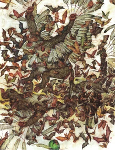Mu Pan "Flying Bats" image on an art magazine page: Frame it - Picture 1 of 2