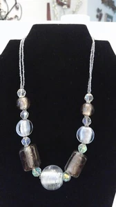 Large Glass Beads Accent mixed with Medium & Small Beads Necklace 18" - Picture 1 of 5