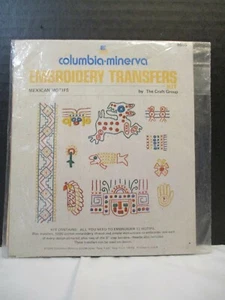 No. 6555 Columbia-Minerva Embroidery 12 Transfers Mexican Motifs 1974 Unopened - Picture 1 of 6