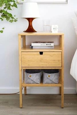 Ikea NORDKISA Nightstand, bamboo 15 3/4x15 3/4 " 604.476.77 - NEW - Image 1 of 3