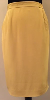 Falda recta Jones New York para mujer talla 10 dorada 100 % seda cierre de botones Foto 1 de 4