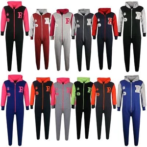 Kids Girls Boys Varsity Baseball Hooded Fleece A2Z Onesie One Piece 5-13 Years - Picture 1 of 12
