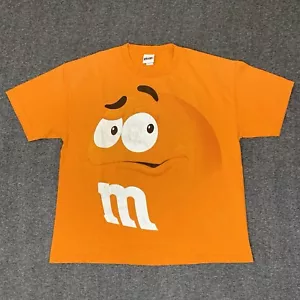 M&M’s Chocolate Orange M&M Big Face Candy Promo Tee Size XL Y2K - Picture 1 of 9