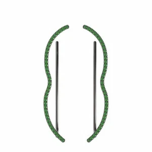 1.48ct Pave Setting Chrome Diopside 925 Silver Ear Cuff Earrings Womens Jewelry - Picture 1 of 4